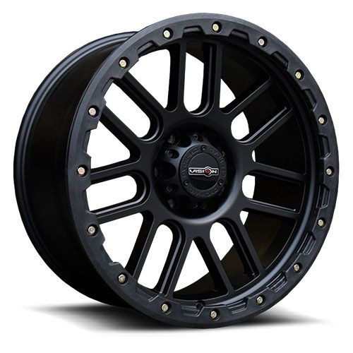 18x9 6x5.5 5.7BS 111 Nemesis Matte Blk w/Yellow Zinc Bolts - Vision Wheel