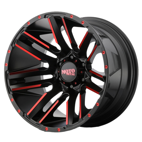 20x10 5x5 4.56BS MO978 Razor Satin Black Machined w/Red - Moto Metal Wheels