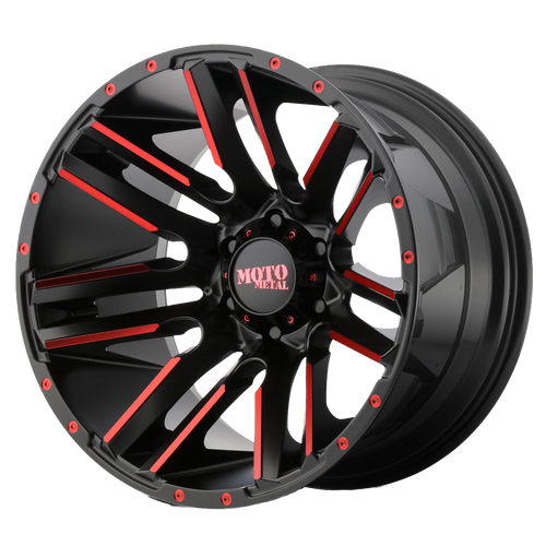 20x10 6x5.5 4.56BS MO978 Razor Satin Black Machined w/Red - Moto Metal Wheels