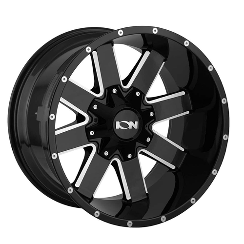 20x12 8x180 4.77BS Type 141 Gloss Black/Milled Spokes - Ion Wheel