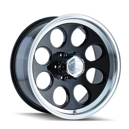17x9 8x6.5 5BS Type 171 Black/Machined Lip - Ion Wheel