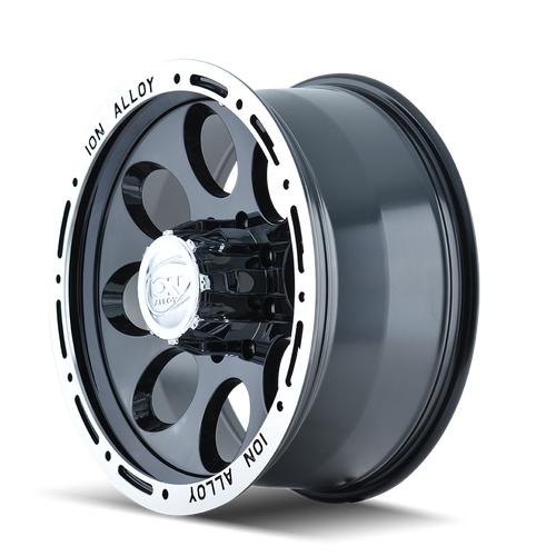 16x10 5x4.5 4BS Type 174 Black/Machined Lip - Ion Wheel