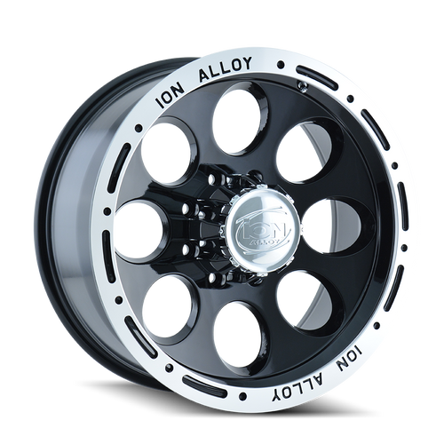 16x8 6x5.5 4.3BS Type 174 Black/Machined Lip - Ion Wheel