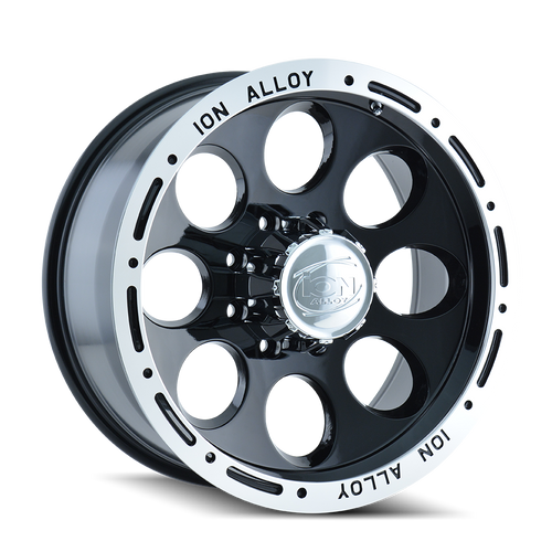 17x9 8x170 5BS Type 174 Black/Machined Lip - Ion Wheel