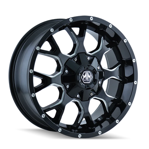 20x9 6x5.5/6x135 5.75BS 8015 Warrior Black Milled Spokes - Mayhem Wheels