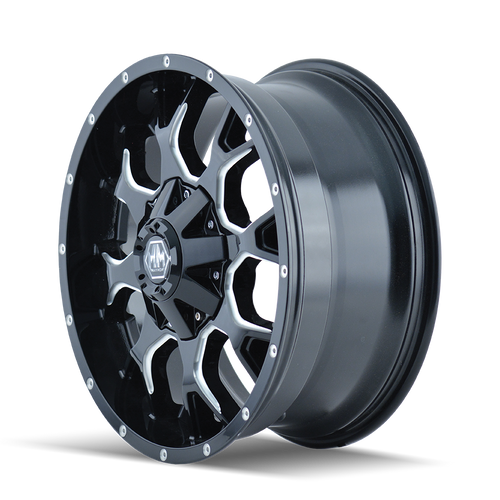 20x9 5x5.5/5x150 5BS 8015 Warrior Black/Milled Spokes - Mayhem Wheels
