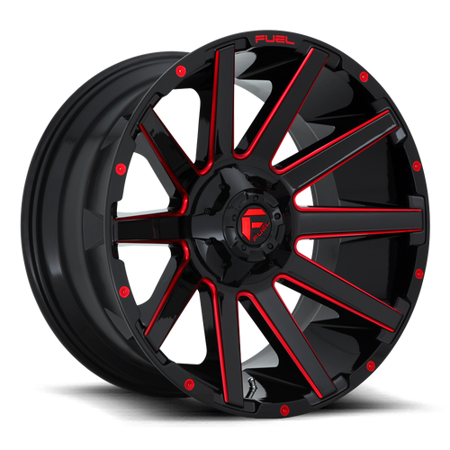 20x10 8x6.5 4.75BS D643 Contra Gloss Black w/Red Tint - Fuel Off-Road
