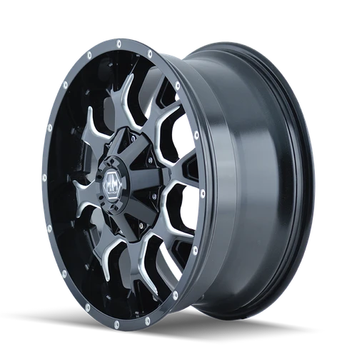 17x7.5 5x108/5x4.5 5.82BS 8015 Warrior Black Milled Spokes - Mayhem Wheels