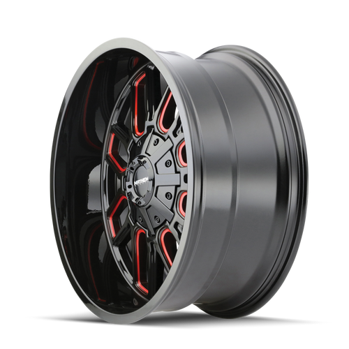 20x9 5x5.5/5x150 5BS 8107 Cogent Gloss Black/Milled Spokes w/Prism Red - Mayhem Wheels