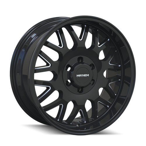 20X10 6X135/6X5.5 4.75Bs Tripwire Gloss Black/Milled Spokes - Mayhem Wheels