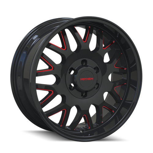 20X10 8X6.5 4.75Bs Tripwire Black W/Prism Red - Mayhem Wheels