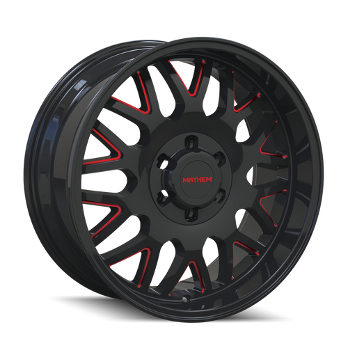 20X9 6X135 5.71Bs Tripwire Black W/Prism Red - Mayhem Wheels