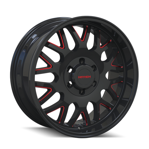 20X9 8X170 5.71Bs Tripwire Black W/Prism Red - Mayhem Wheels
