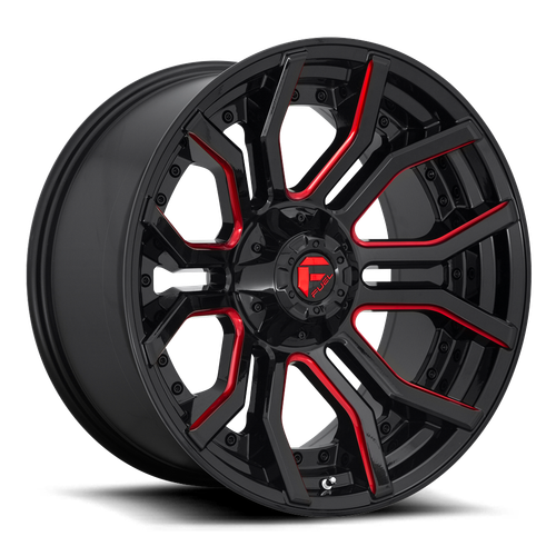 20x9 5x5/5x5.5 5.04BS D712 Rage Gloss Black Red Tinted - Fuel Off-Road