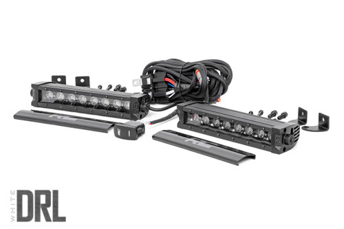 Black Series LED Light Bar Cool White DRL 8" Single Row Pair