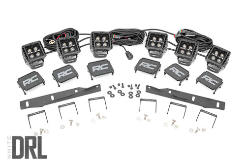 LED Light Fog Mount Triple 2" Black Pair White DRL Ford Raptor (17-20)