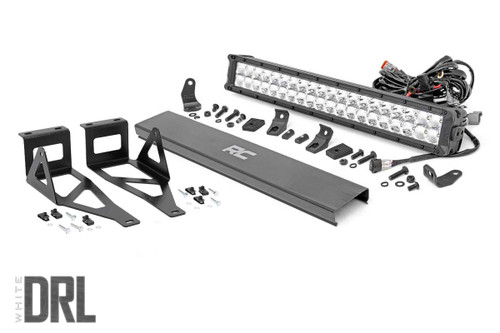LED Light Bumper Mount 20" Chrome Dual Row White DRL Ford Super Duty (05-07)