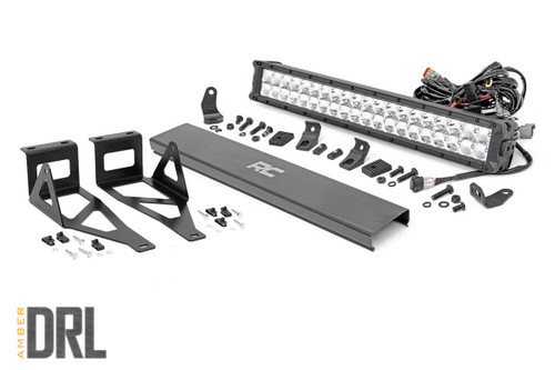 LED Light Bumper Mount 20" Chrome Dual Row Amber DRL Ford Super Duty (05-07)