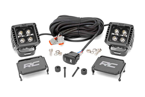 Jeep 2-inch LED Cube Easy-Mount Kit (18-23 Wrangler JL / 20-23 Gladiator)-Black Series w/ White DRL