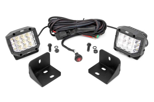 LED Light Rear Cab Mount 3" Chrome Pair Wide Angle Can-Am Defender (16-22)