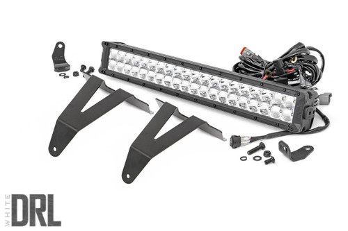 LED Light Bumper Mount 20" Chrome Dual Row White DRL Ram 1500 (19-23)