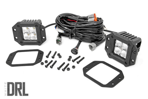 Chrome Series LED Light Pair 2" Flush Mount White DRL