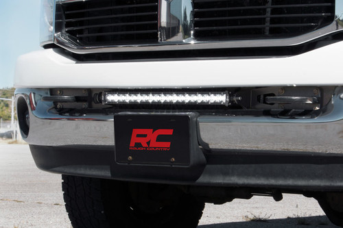 LED Light Bumper Mnt 20" Black Single Row White DRL Ram 2500/3500 (10-18)