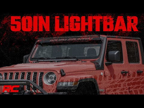 Jeep 50-inch Straight LED Light Bar Upper Windshield Kit w/ Single-Row Black Series LED White DRL (20-22 Gladiator JT, 18-22 Wrangler JL)