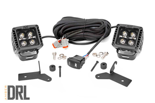 Jeep 2-inch LED Lower Windshield Kit (18-21 Wrangler JL, 20-21 Gladiator JT Black-Series w/ Amber DRL)