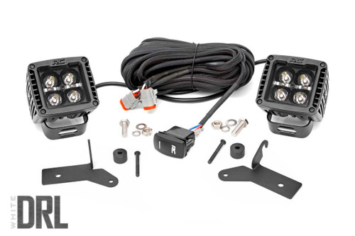 Jeep 2-inch LED Lower Windshield Kit (18-21 Wrangler JL, 20-21 Gladiator JT Black-Series w/ White DRL) 70052DRL