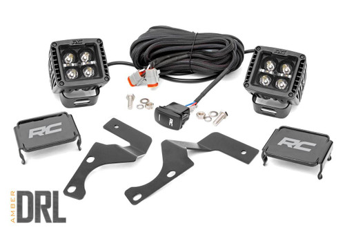 LED Light Ditch Mount 2" Black Pair Amber DRL Toyota 4Runner (10-23)