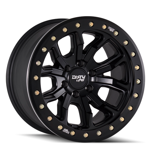 17x9 6x5.5 3.50BS DT-1 9303 Black W/Simulated Ring - Dirty Life Wheels