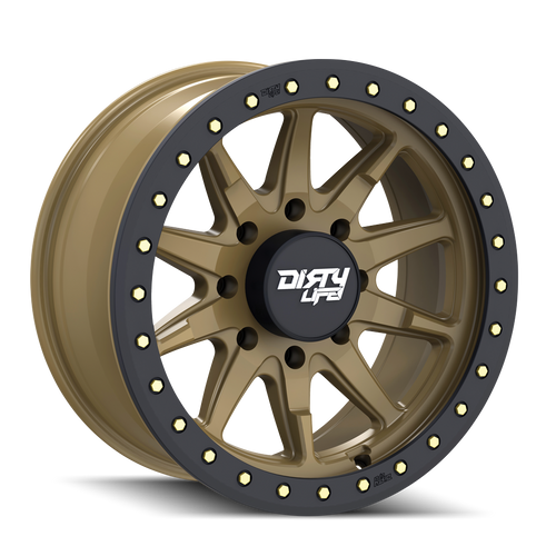 20x9 8x6.5 5BS DT-2 9304 Gold W/Simulated - Dirty Life Wheels