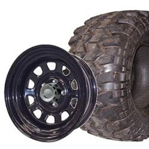 35x12.50x15LTB / 15X8 Black "D" Wheels - Set of 4