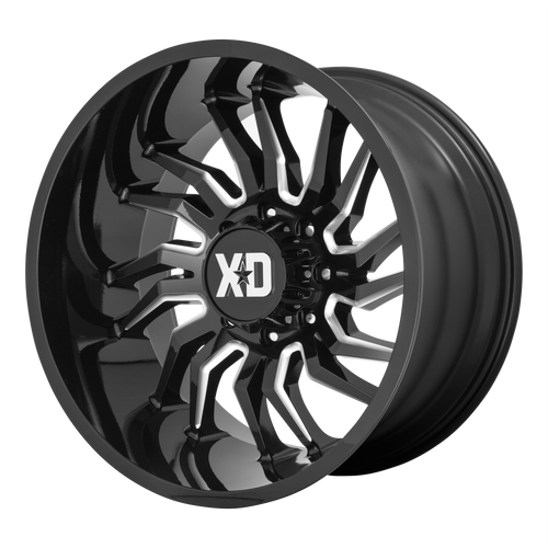 22x12 8x6.5 4.77BS XD858 Tension Gloss Black Milled - XD Wheels