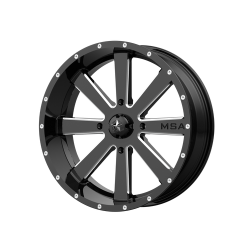 24x7 4x156 4BS M34 Flash Gloss Black Milled - MSA Wheels