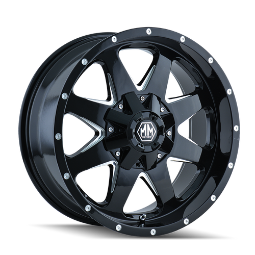 17x9 5x5 4.53BS 8040 Tank Black/Milled Spokes - Mayhem Wheels