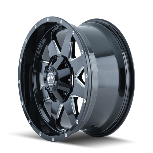 17x9 5x5 4.53BS 8040 Tank Black/Milled Spokes - Mayhem Wheels 17x9 5x5 4.53BS 8040 Tank Black/Milled Spokes - Mayhem Wheels