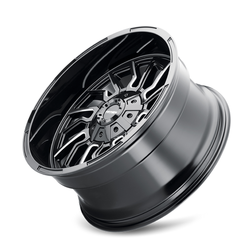 22x10 8x6.5 4.75BSBS  Flywheel Gloss Black/Milled Spokes - Mayhem Wheels