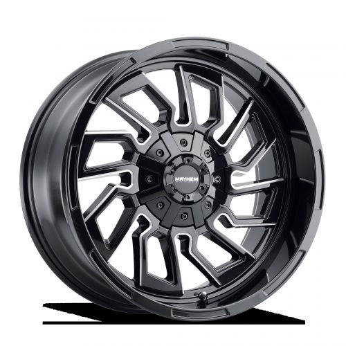 20x9 6x135 5BSBS  Flywheel Gloss Black/Milled Spokes - Mayhem Wheels