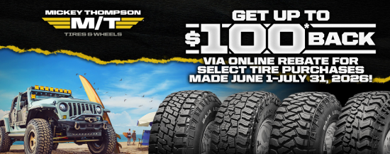 NTW: Get up to $100 Back via online rebate with select sets of  Mickey Thompson Tires
