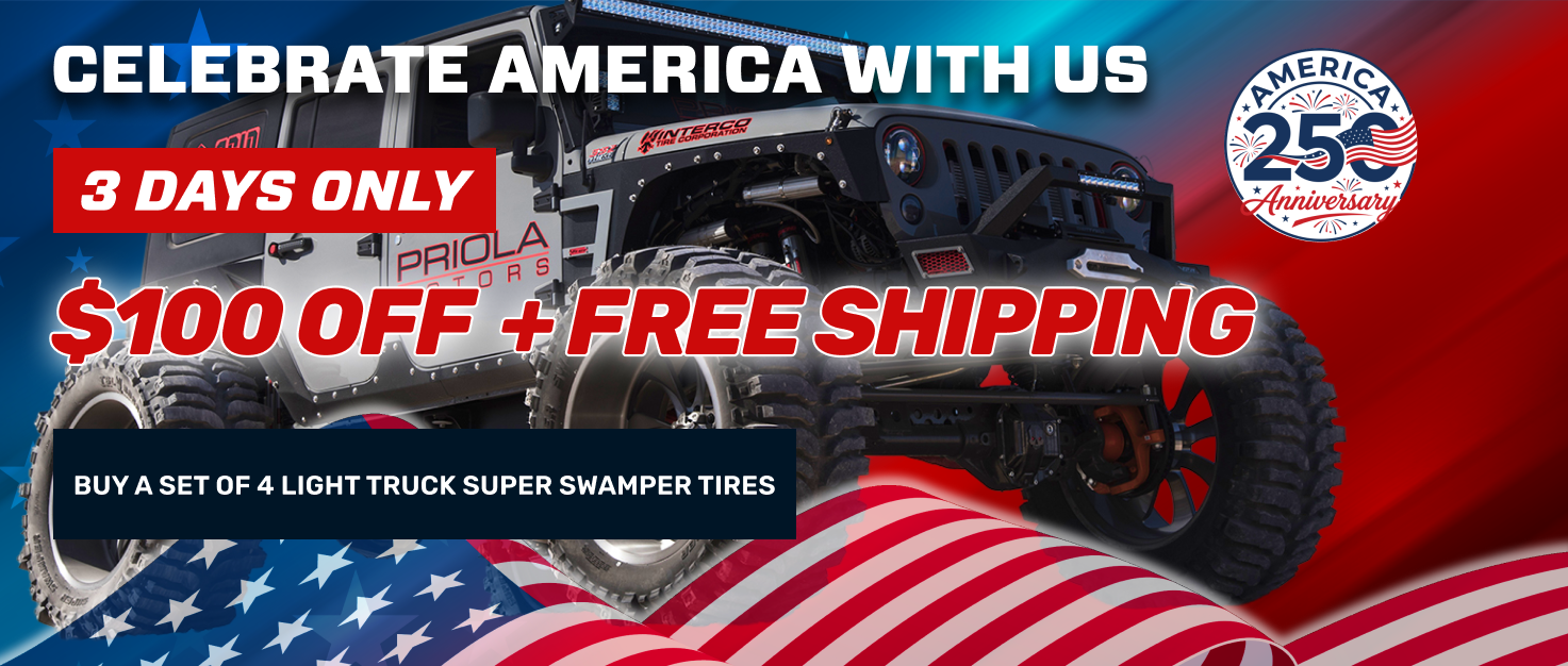 NTW: Buy a set of 4 light truck Super Swamper Tires, $100 Off + Free Shipping