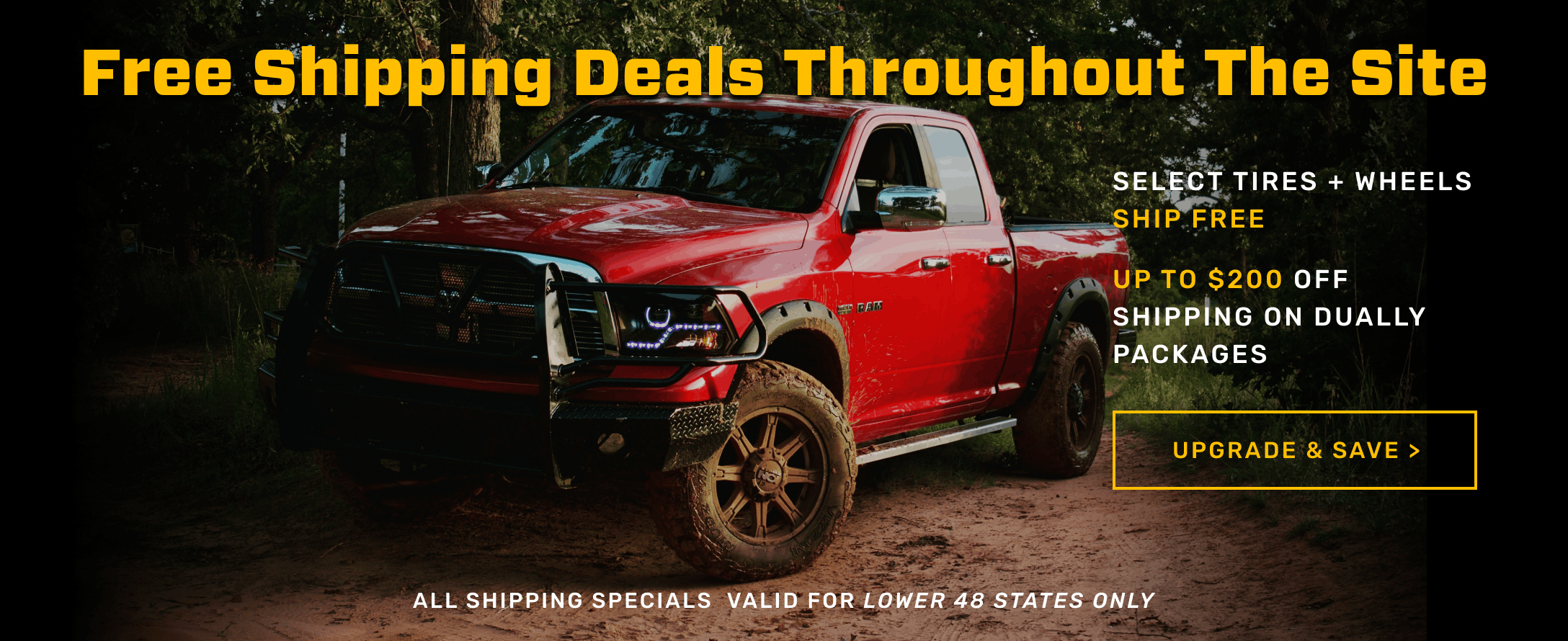 Tire & Wheel Free Shipping Deals: Select Tires + Wheels, Up to $200 Off Shipping on Dually Packages