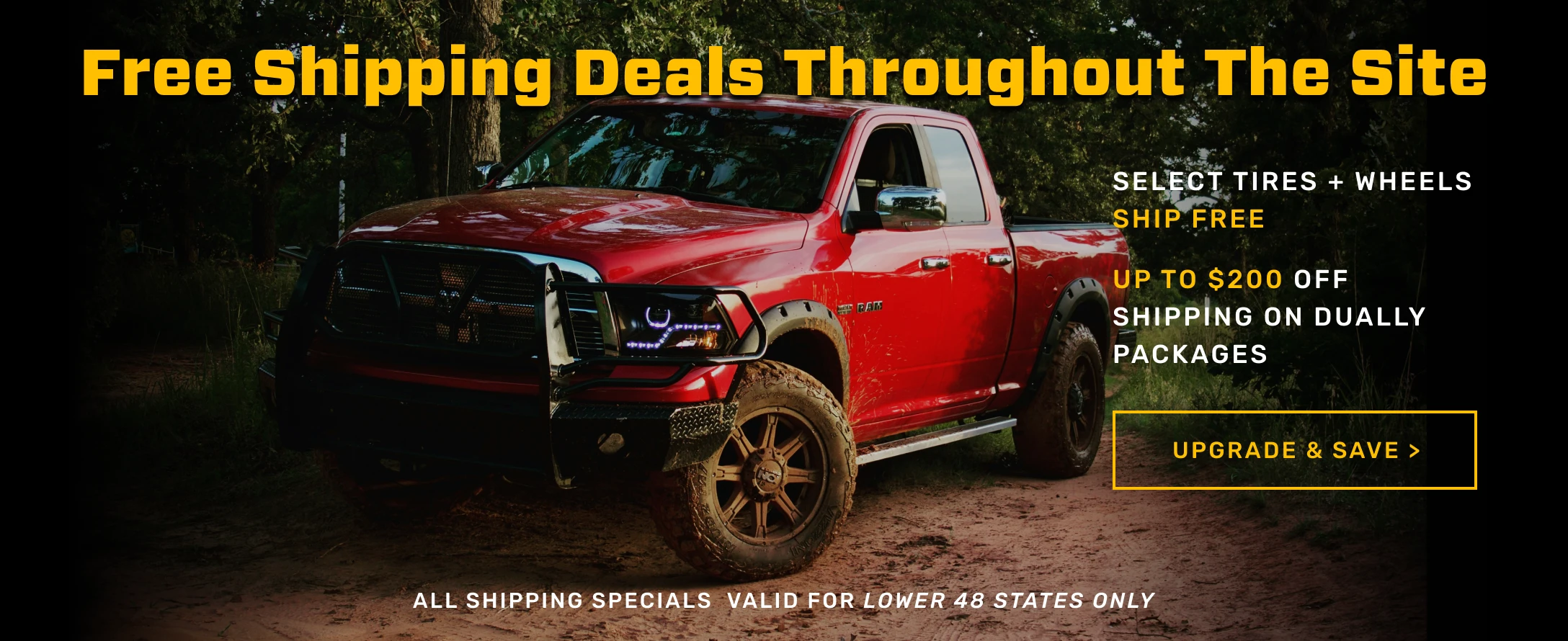 Tire & Wheel Free Shipping Deals: Select Tires + Wheels, Up to $200 Off Shipping on Dually Packages