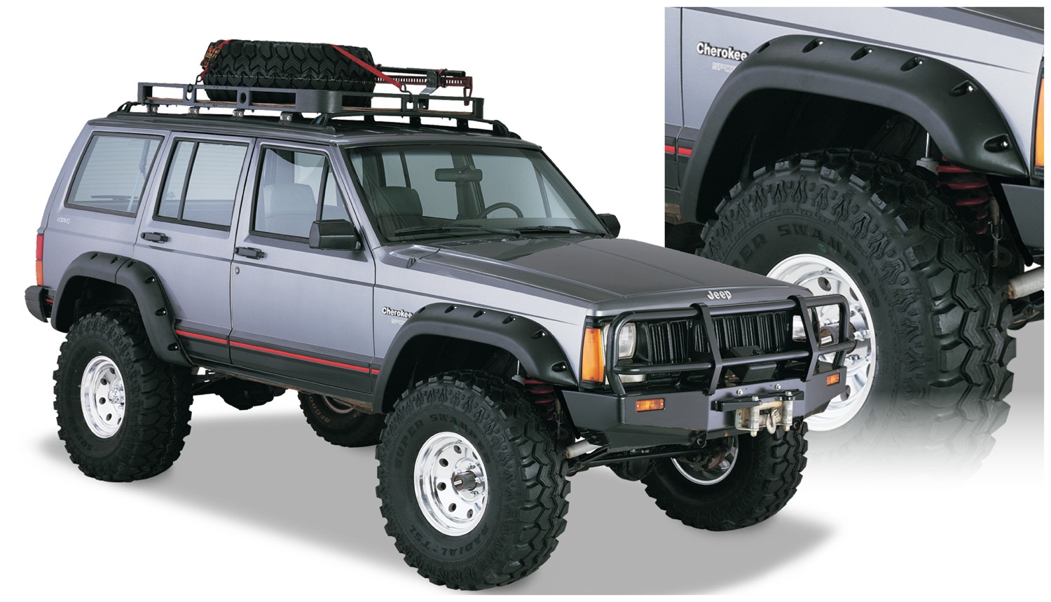 84-01 Jeep XJ 4pc Set Cut-Out Fender Flares Black Textured