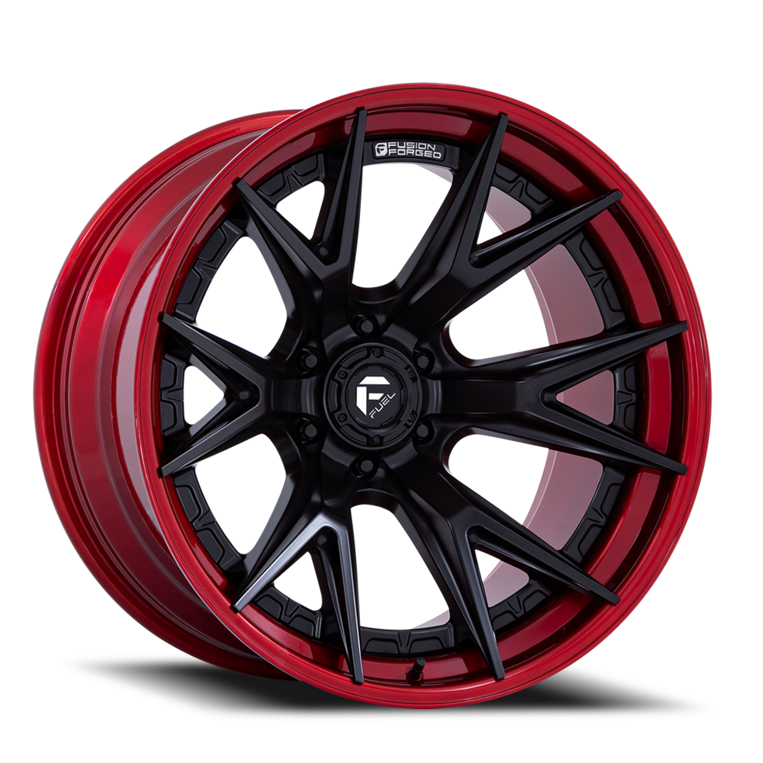 Fuel 1PC FC402 CATALYST 22X10 MATTE BLACK W/ CANDY RED LIP