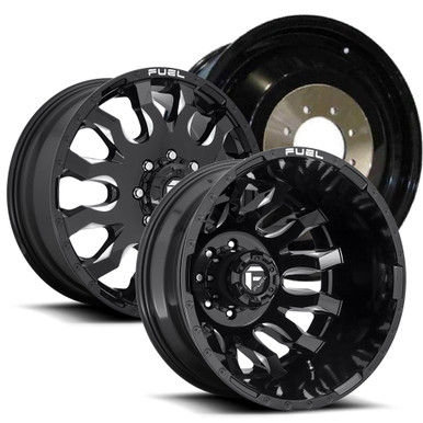 20x8.25 D673 Blitz Blk & Mill Dually Kit - Fuel Off-Road