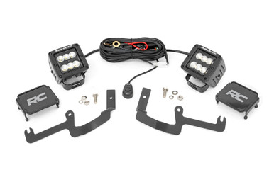 LED Light Ditch Mount 2" Black Pair Flood Chevy Silverado 1500 (19-24)