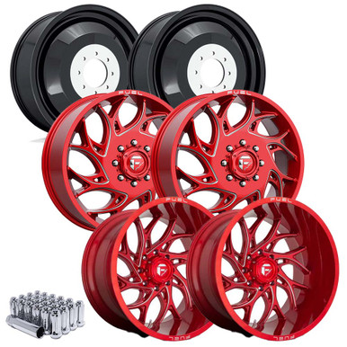 20" D742 Runner Dually Kit Red/Milled - Fuel Off-Road Wheels 