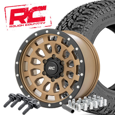 17x9 Series 85  Bronze / 33X12.50R17D  Overlander MT Package - Rough Country